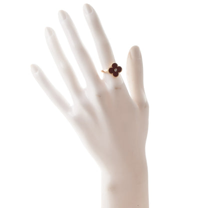 Van Cleef & Arpels 18K Yellow Gold Carnelian Diamond Vintage Alhambra Ring 52 6 2 of 4