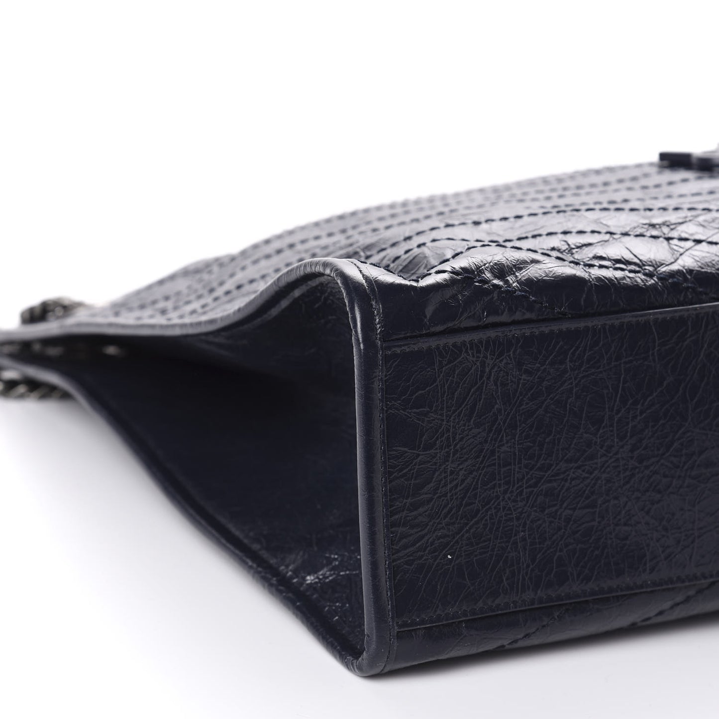 Crinkled Calfskin Matelasse Monogram Niki Shoulder Bag Deep Marine