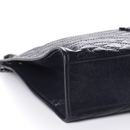 Saint Laurent Crinkled Calfskin Matelasse Monogram Niki Shoulder Bag Deep Marine 5 of 9