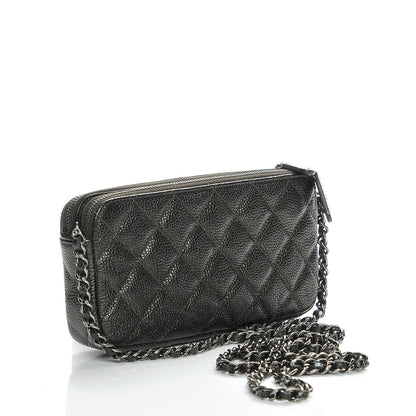 Chanel Caviar Quilted Small Clutch With Chain Dark Charcoal 3 of 12