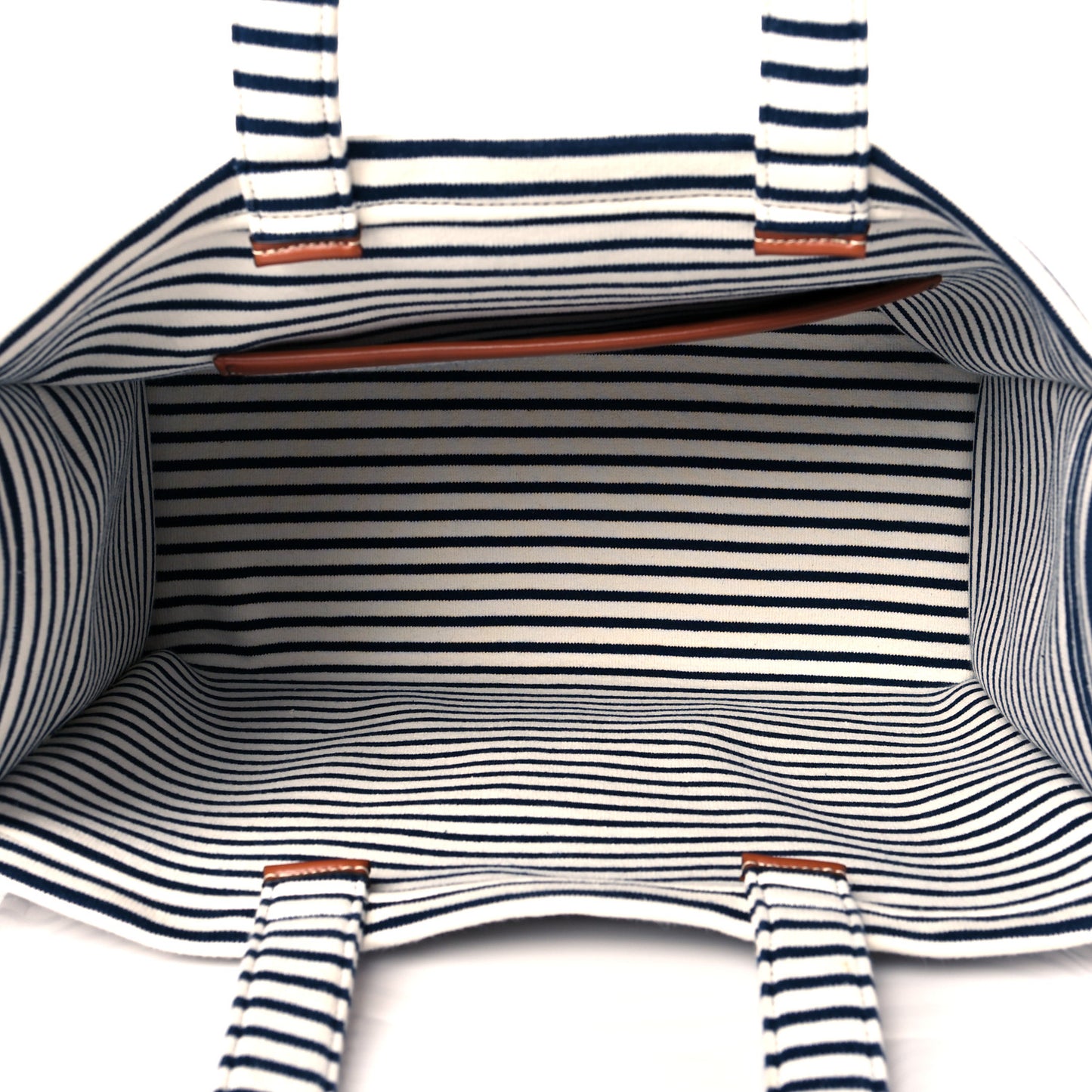 Canvas Calfskin Striped Triomphe Cabas Brown