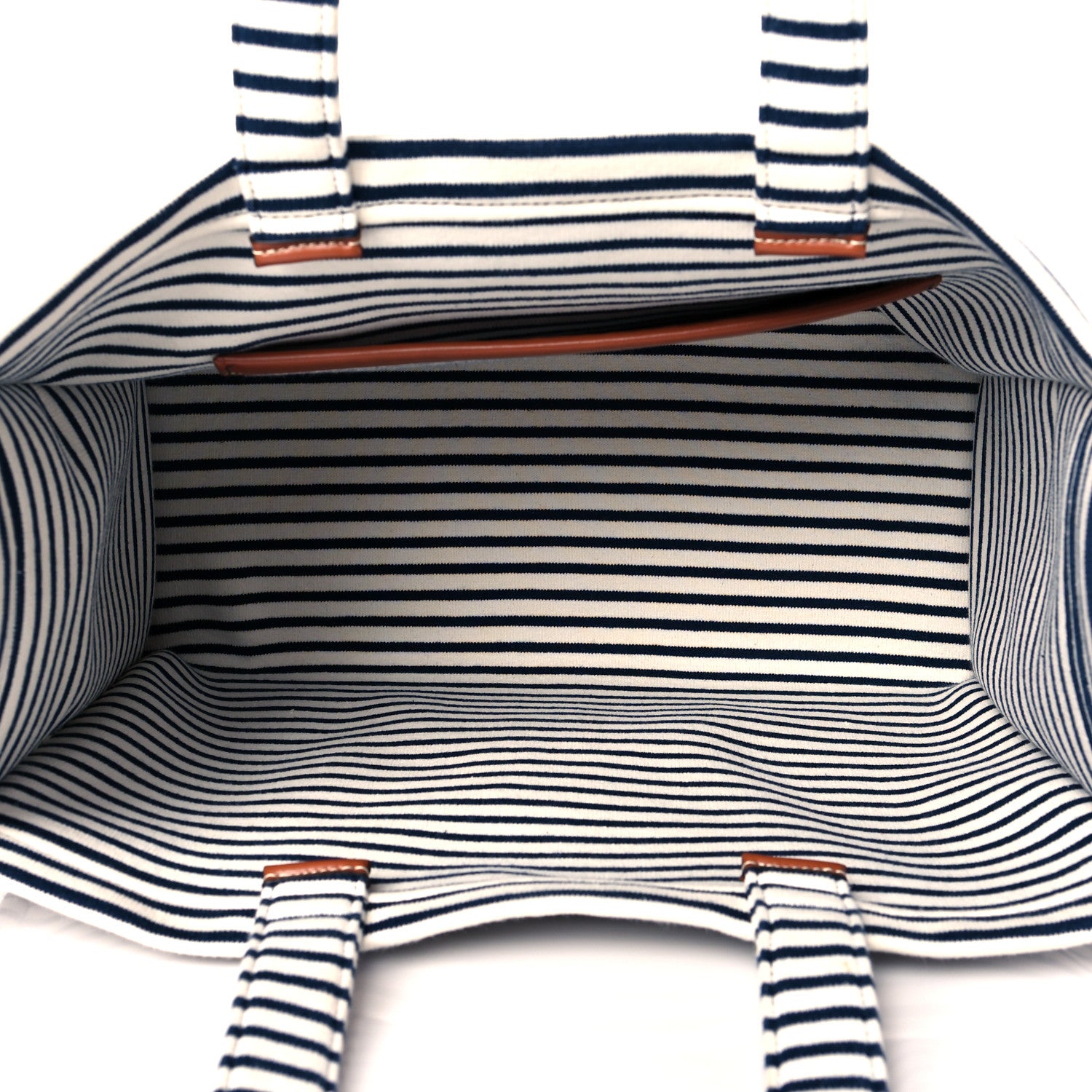 Celine Canvas Calfskin Striped Triomphe Cabas Brown 4 of 8