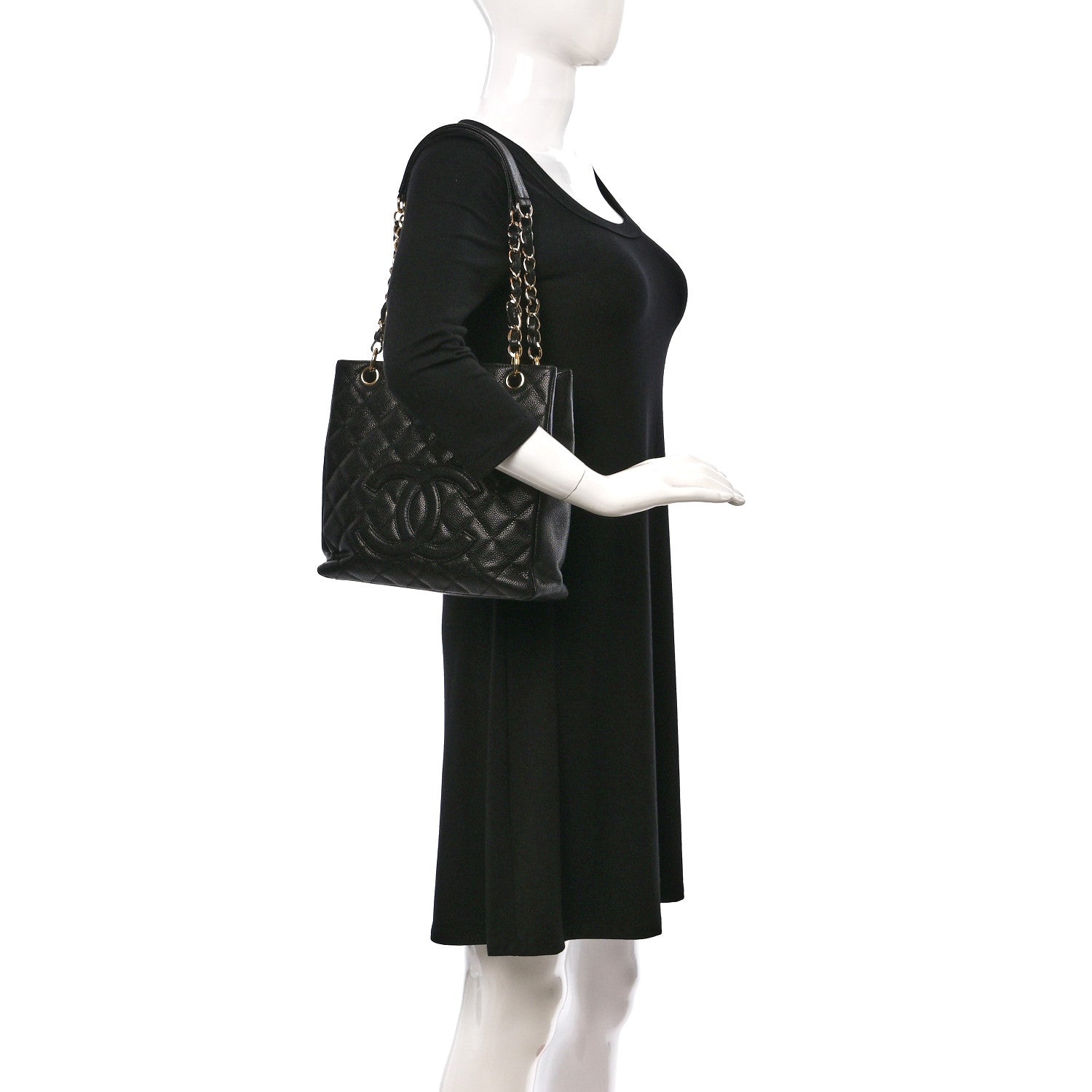 Chanel Caviar Quilted Petit Shopping Tote PST Black 2 of 9
