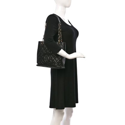 Chanel Caviar Quilted Petit Shopping Tote PST Black 2 of 9
