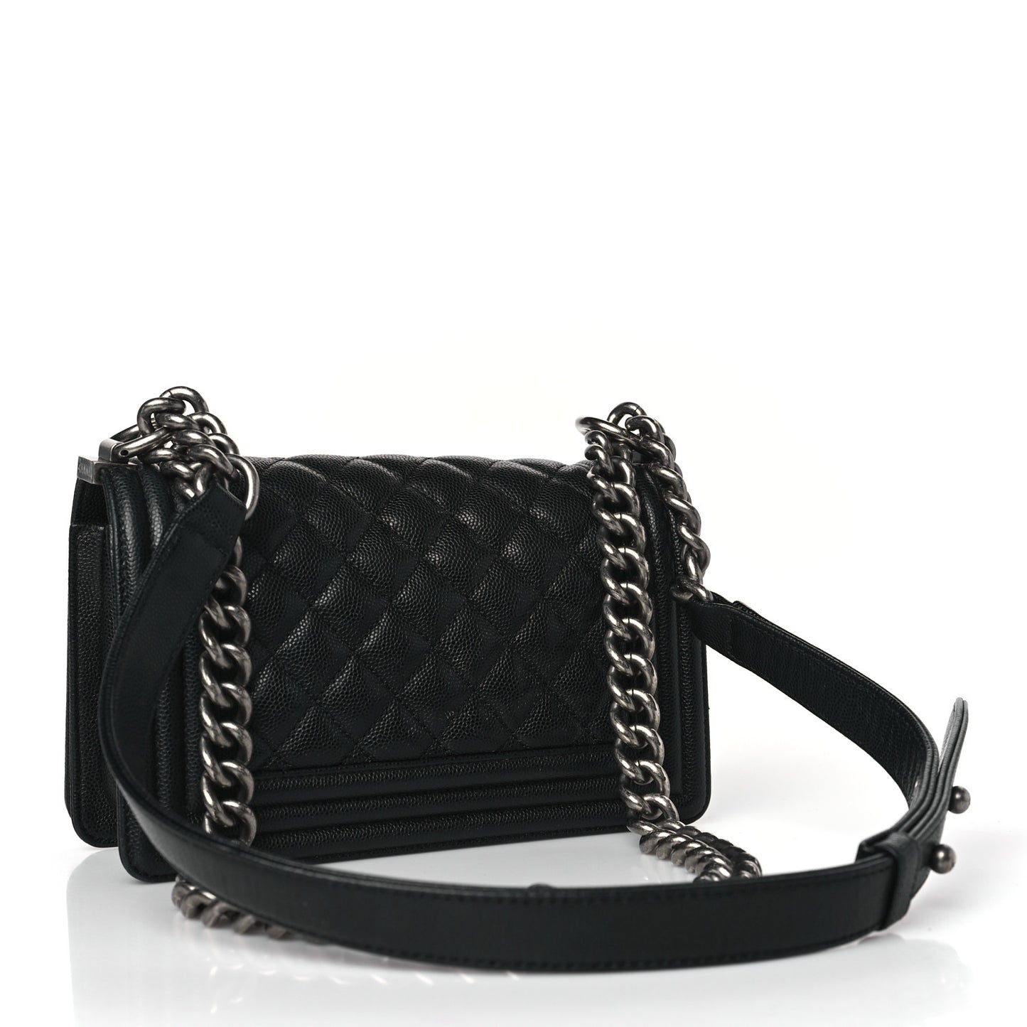 Caviar Quilted Small Boy Flap Black