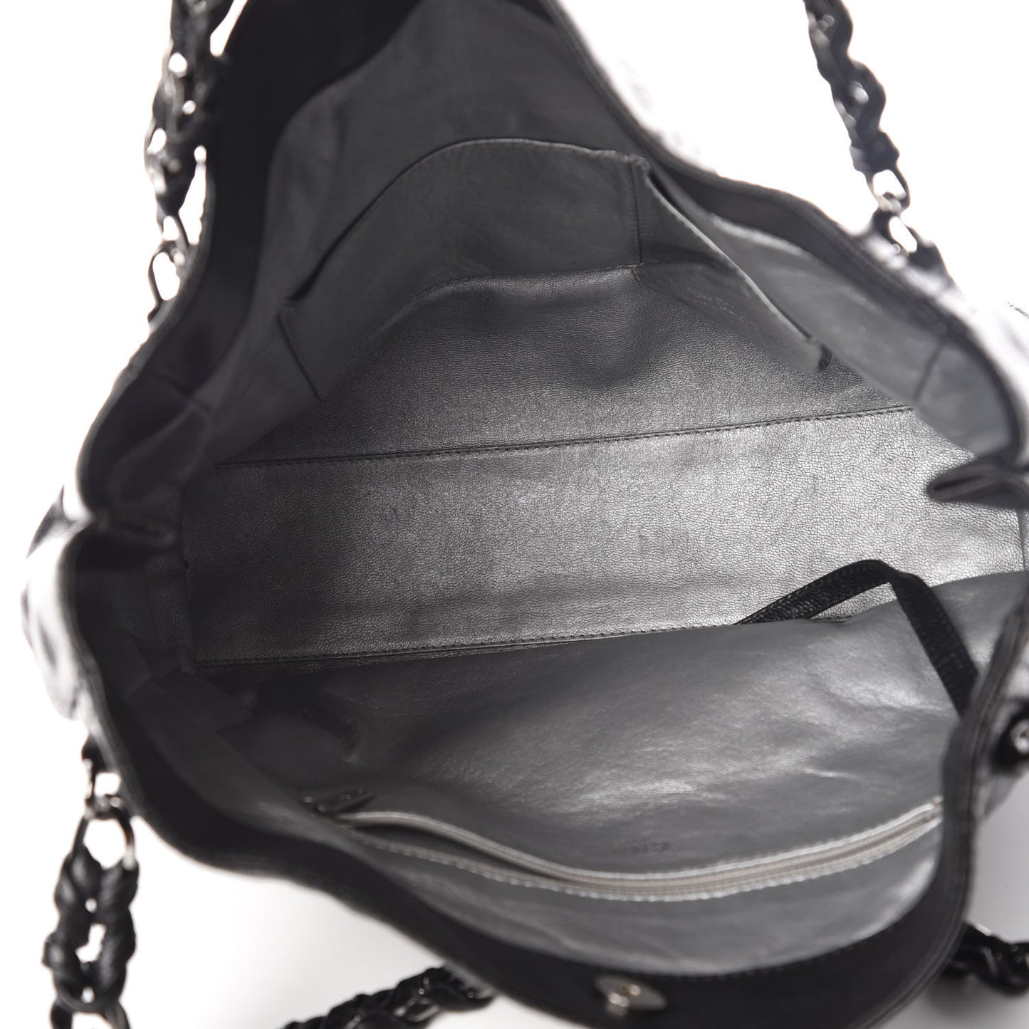 Glazed Caviar Modern Chain Tote Black