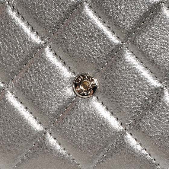 Chanel Metallic Calfskin Quilted Boy Wallet On Chain WOC Silver 8 of 8