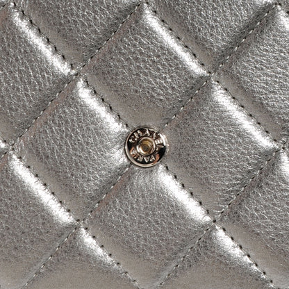 Chanel Metallic Calfskin Quilted Boy Wallet On Chain WOC Silver 8 of 8
