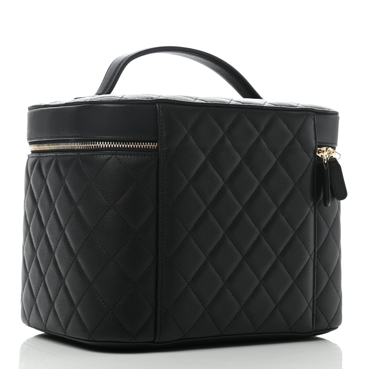 Caviar Quilted Large Vanity Pouch Black