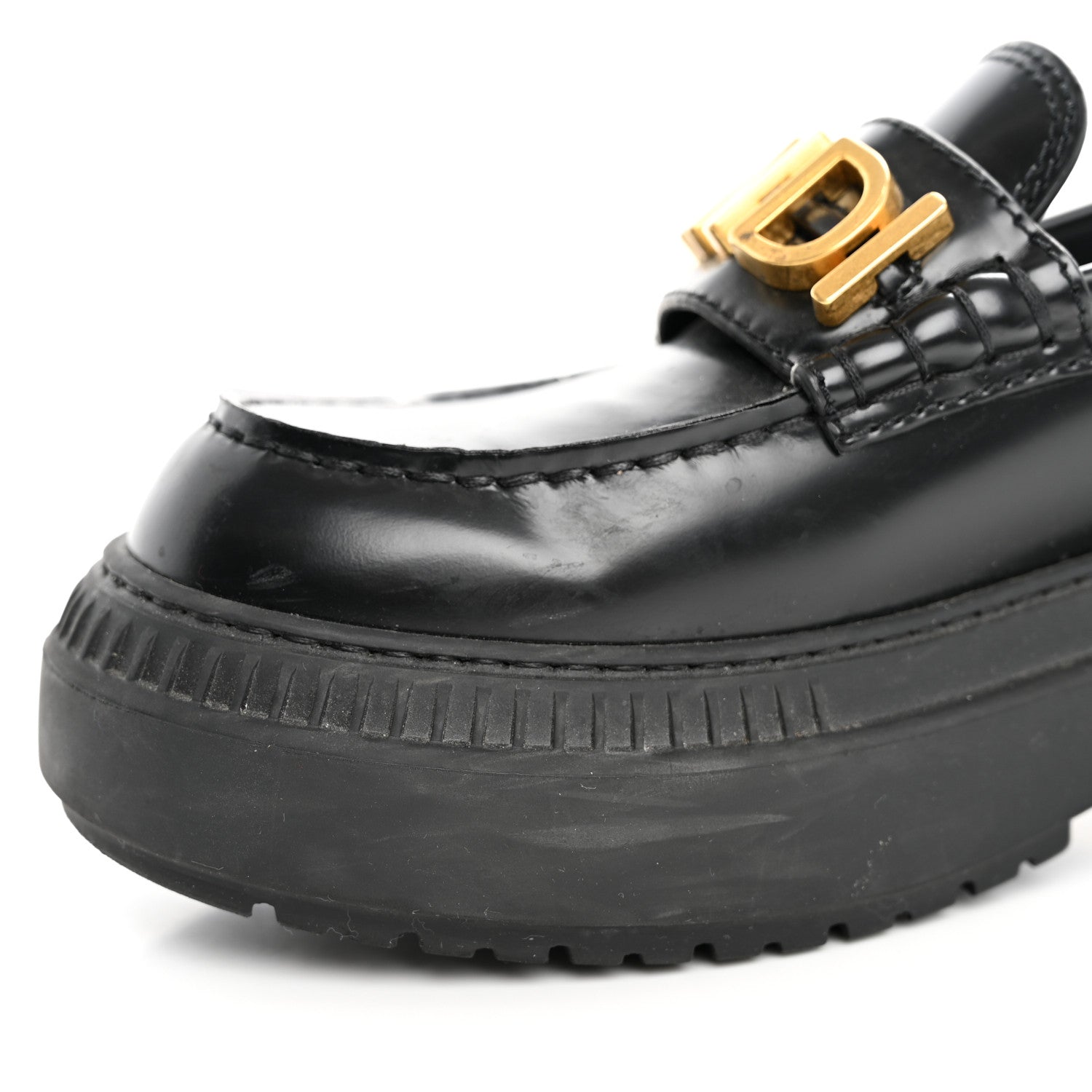 Fendi Vitello Abrasivato Fendigraphy 50mm Loafers 36 Black 13 of 15