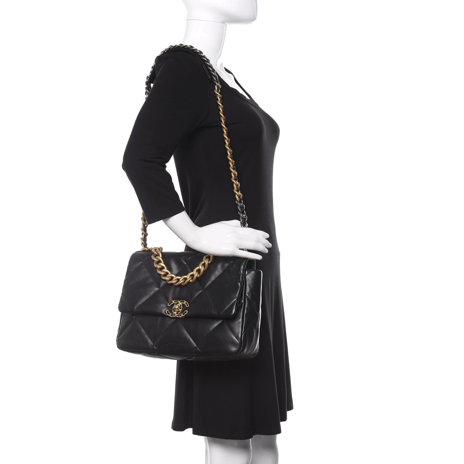 Chanel Lambskin Quilted Large 19 Flap Black 2 of 10