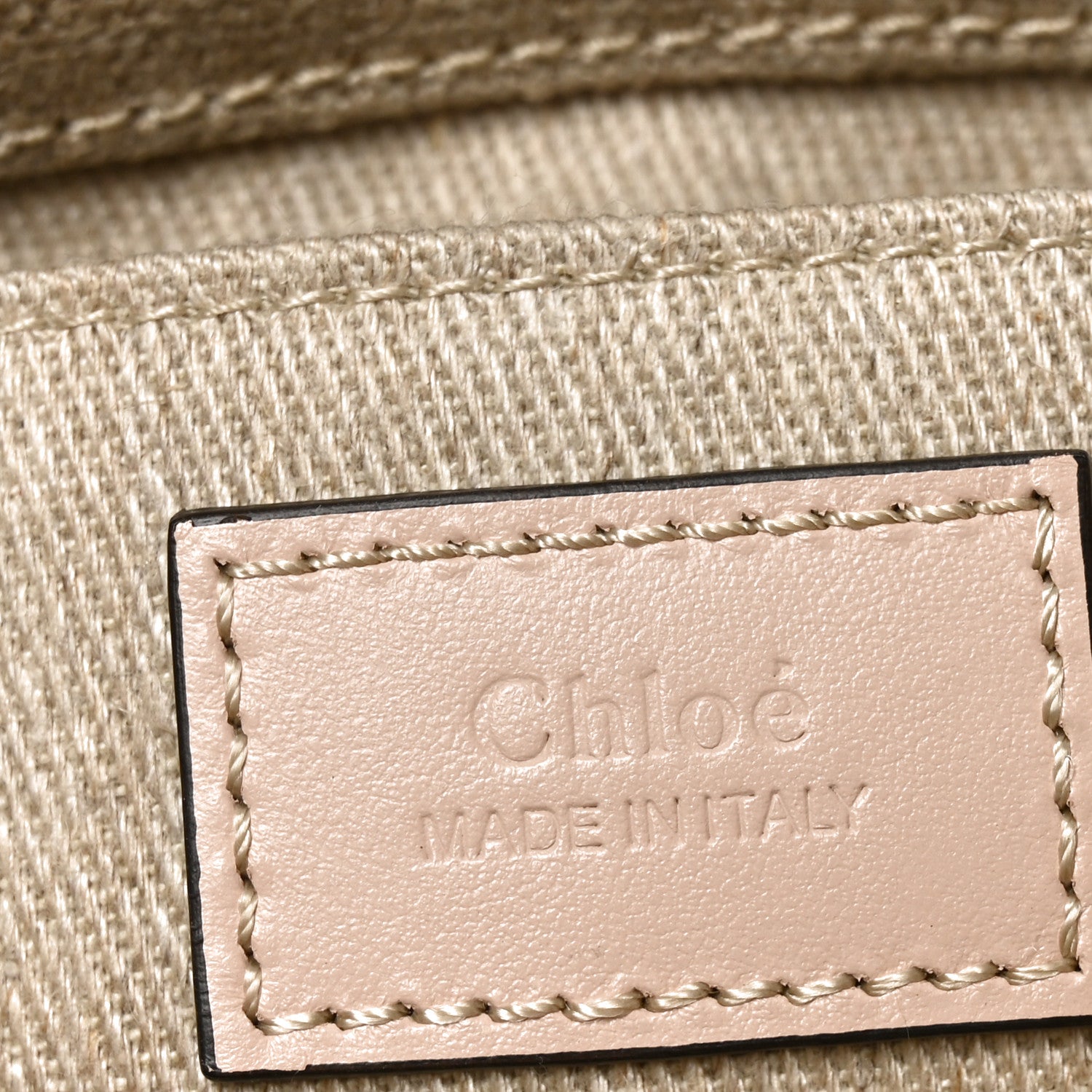 Chloe Linen Calfskin Mini Woody Ribbon Tote Cement Pink 6 of 9