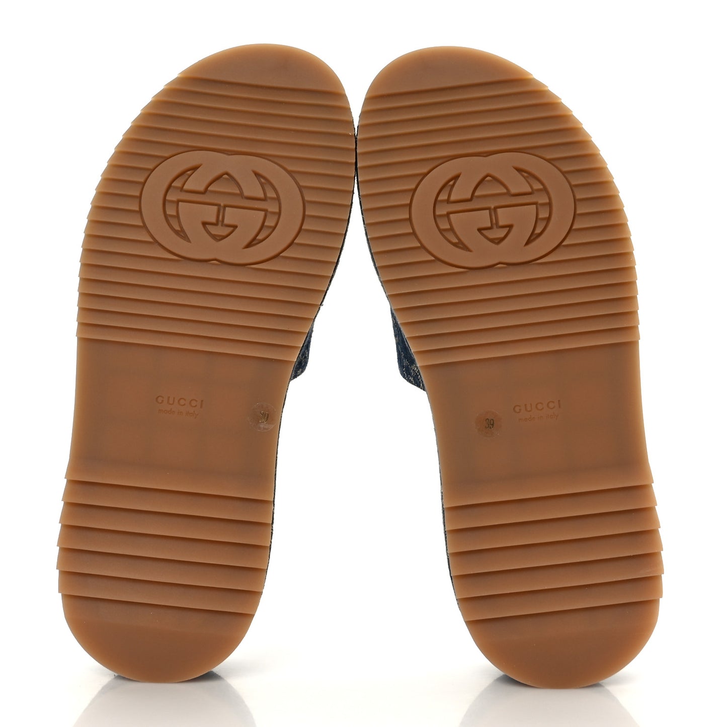 New Denim GG Monogram Angelina Platform 55mm Slide Sandals 39 Blue Tea