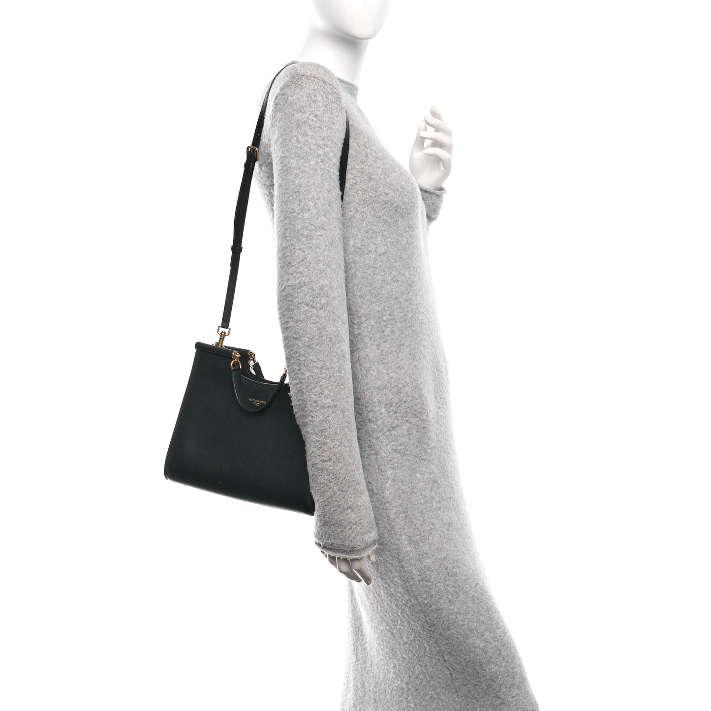 Calfskin Small Sicily Shopper Bag Black