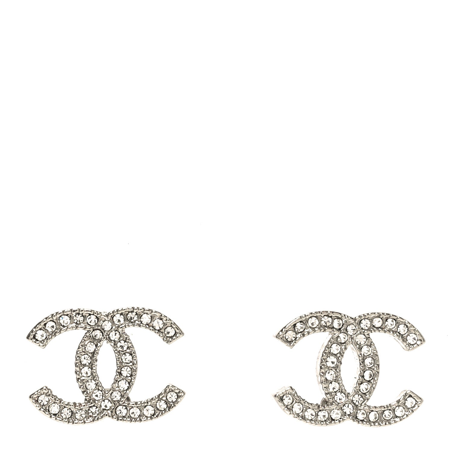 Chanel Crystal CC Earrings Silver 1 of 5