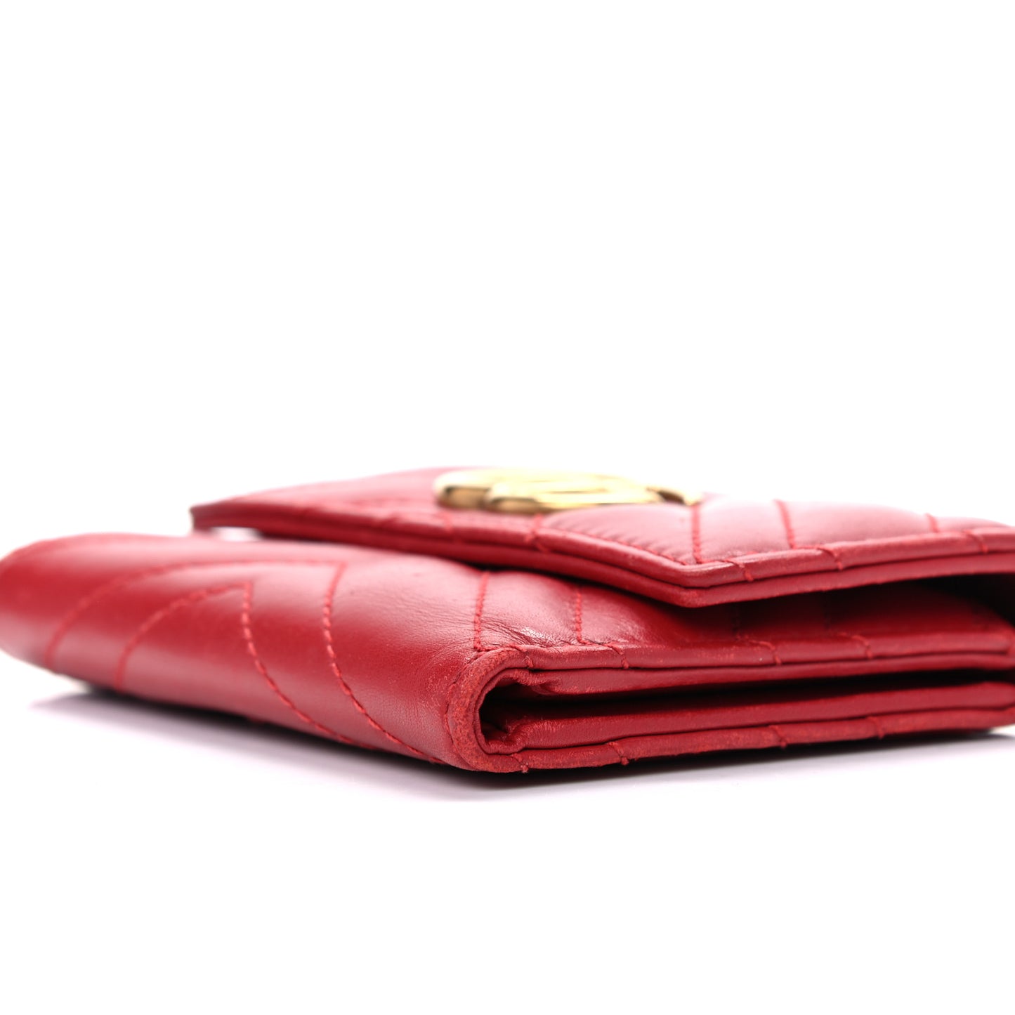 Calfskin Matelasse GG Marmont Wallet Hibiscus Red