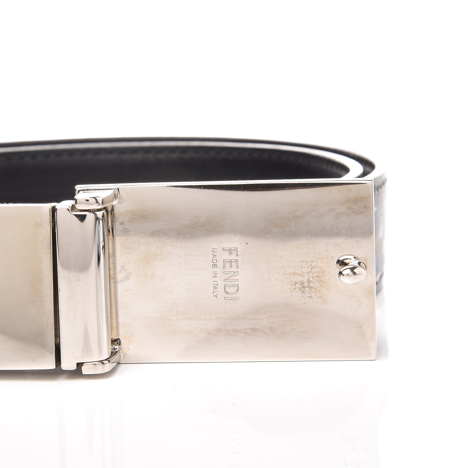 Fendi Coated Canvas Enamel Granite Monster Eyes Buckle Belt Black Multicolor 4 of 11