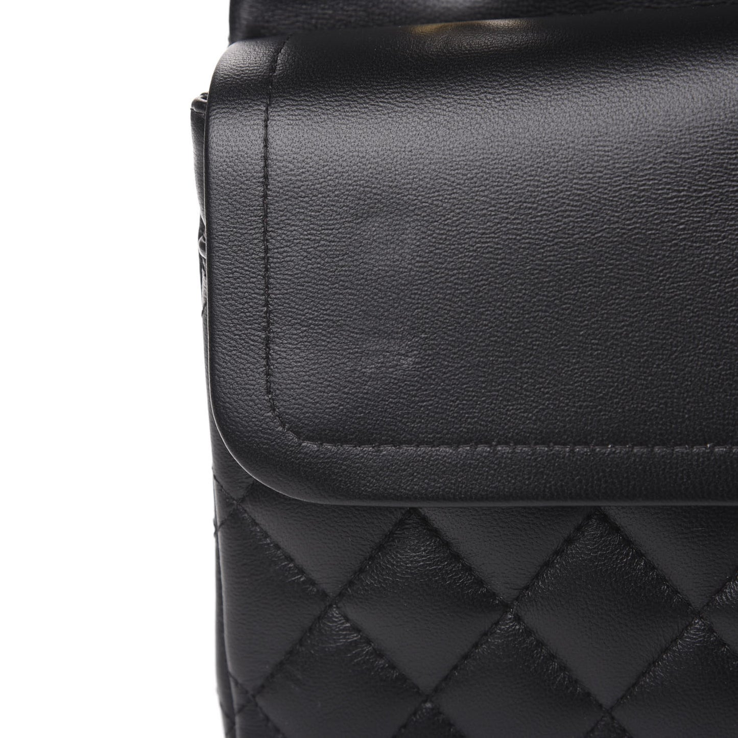 Lambskin Quilted Medium Double Flap Black