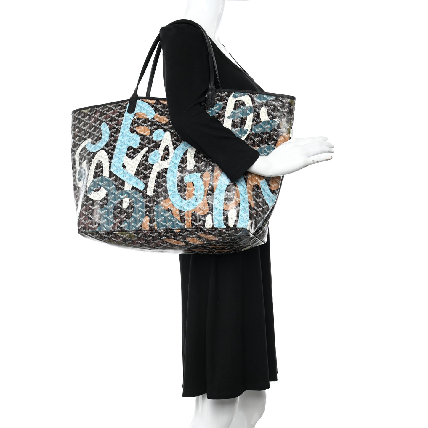 Goyardine Saint Louis Lettres Camouflage GM Black Blue