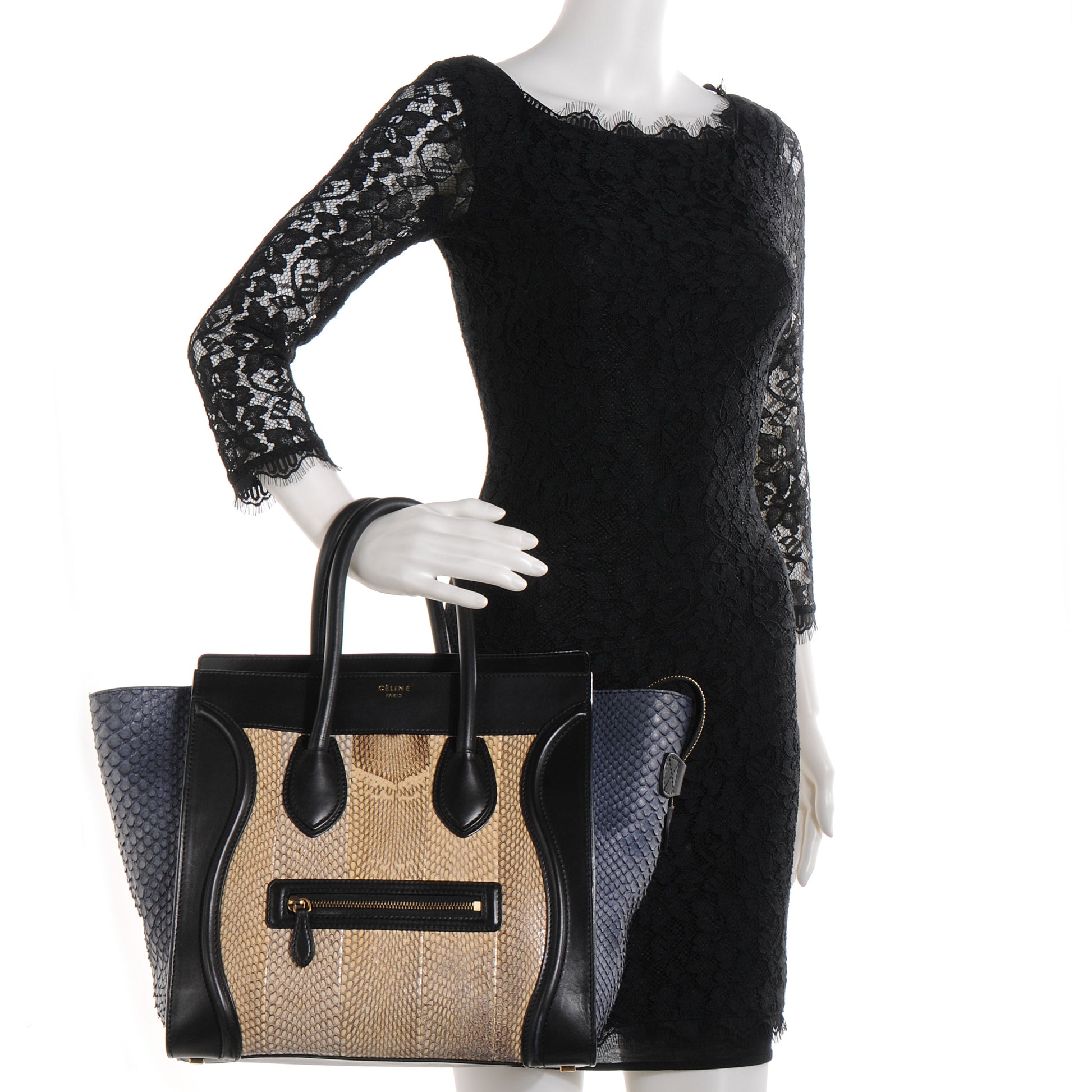 Celine Cobra Mini Luggage Black Navy Khaki 2 of 9