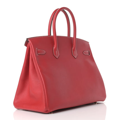 Hermes Epsom Candy Birkin 35 Rouge Casaque Bleu Thalassa 3 of 16