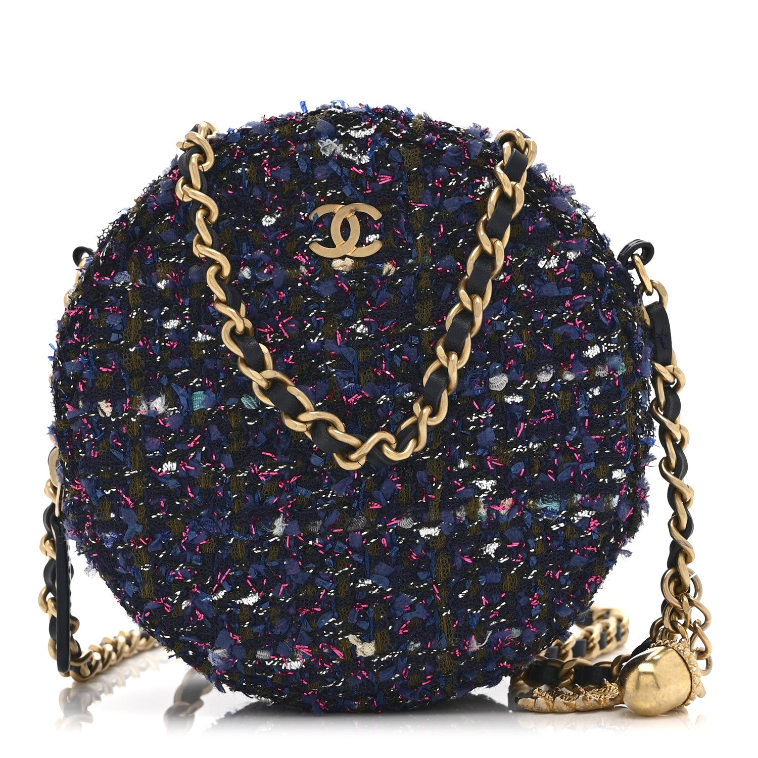 Chanel Tweed Quilted Round Clutch With Chain Multicolor 1 of 11