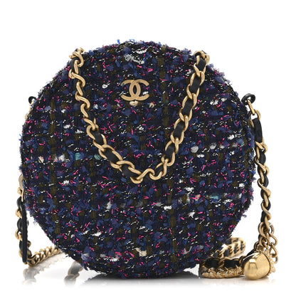 Chanel Tweed Quilted Round Clutch With Chain Multicolor 1 of 11