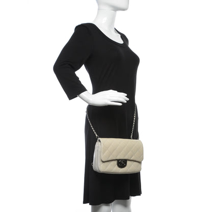 Chanel Shiny Goatskin Quilted Small Double Carry Waist Chain Flap White 3 of 15