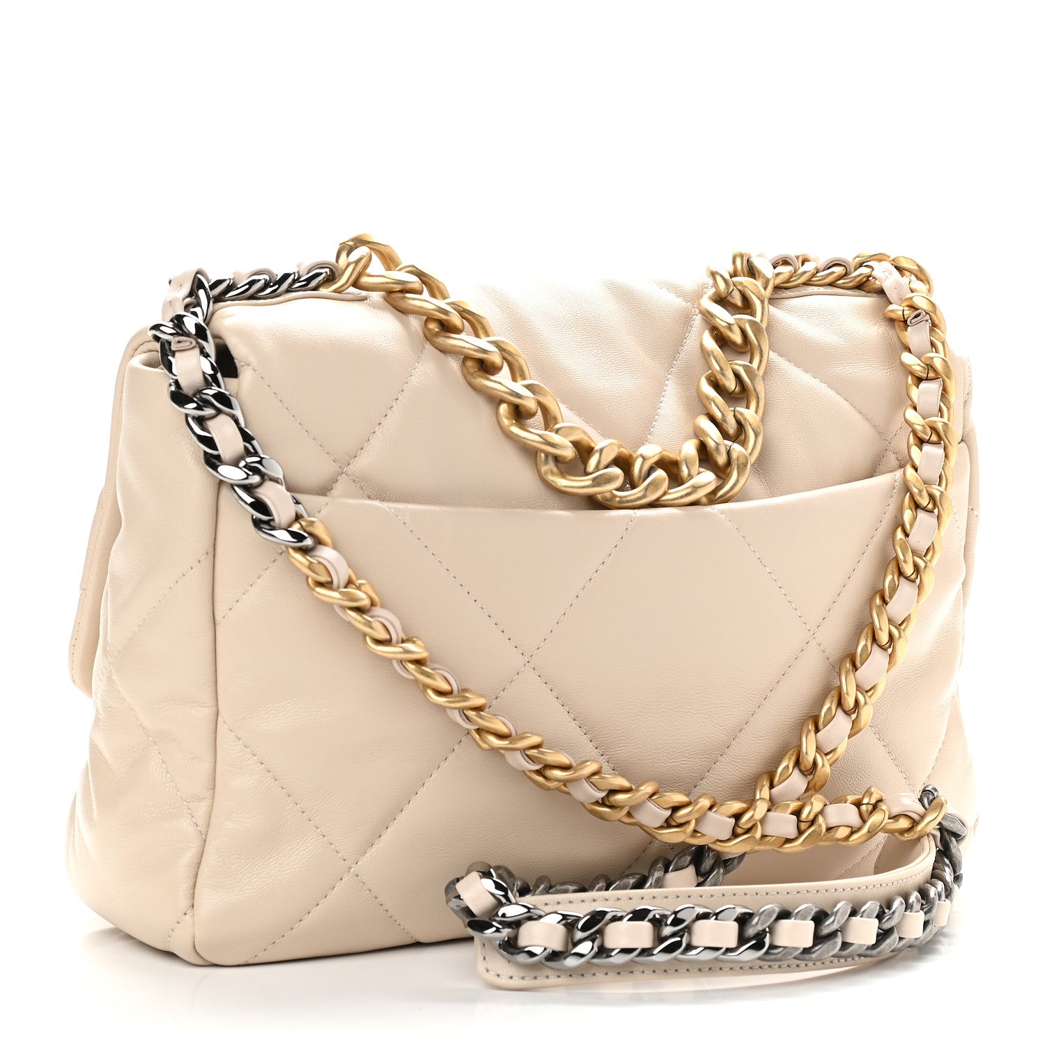 Chanel Lambskin Quilted Large Chanel 19 Flap Beige 3 of 9