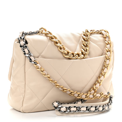 Chanel Lambskin Quilted Large Chanel 19 Flap Beige 3 of 9