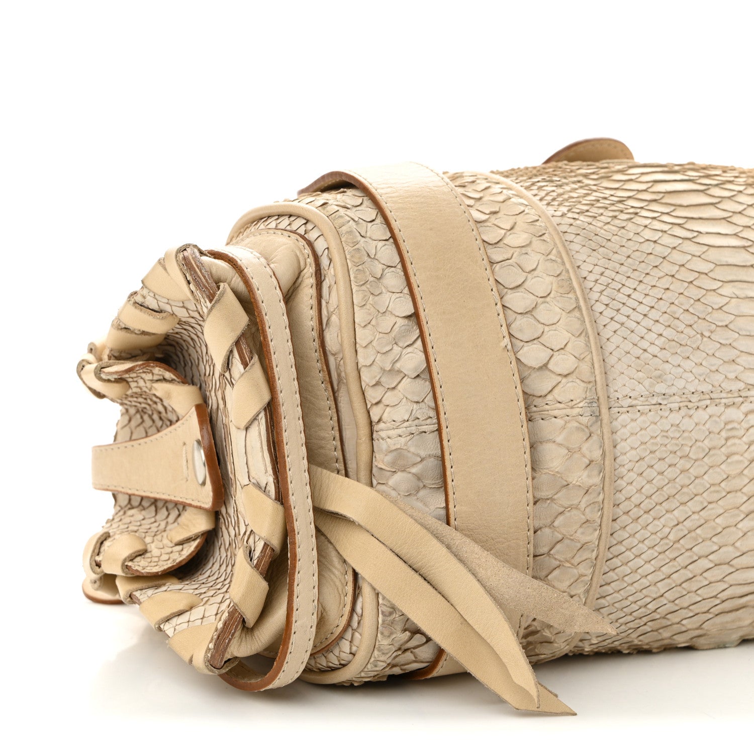 Chloe Snakeskin Calfskin Silverado Shoulder Bag Beige 9 of 11
