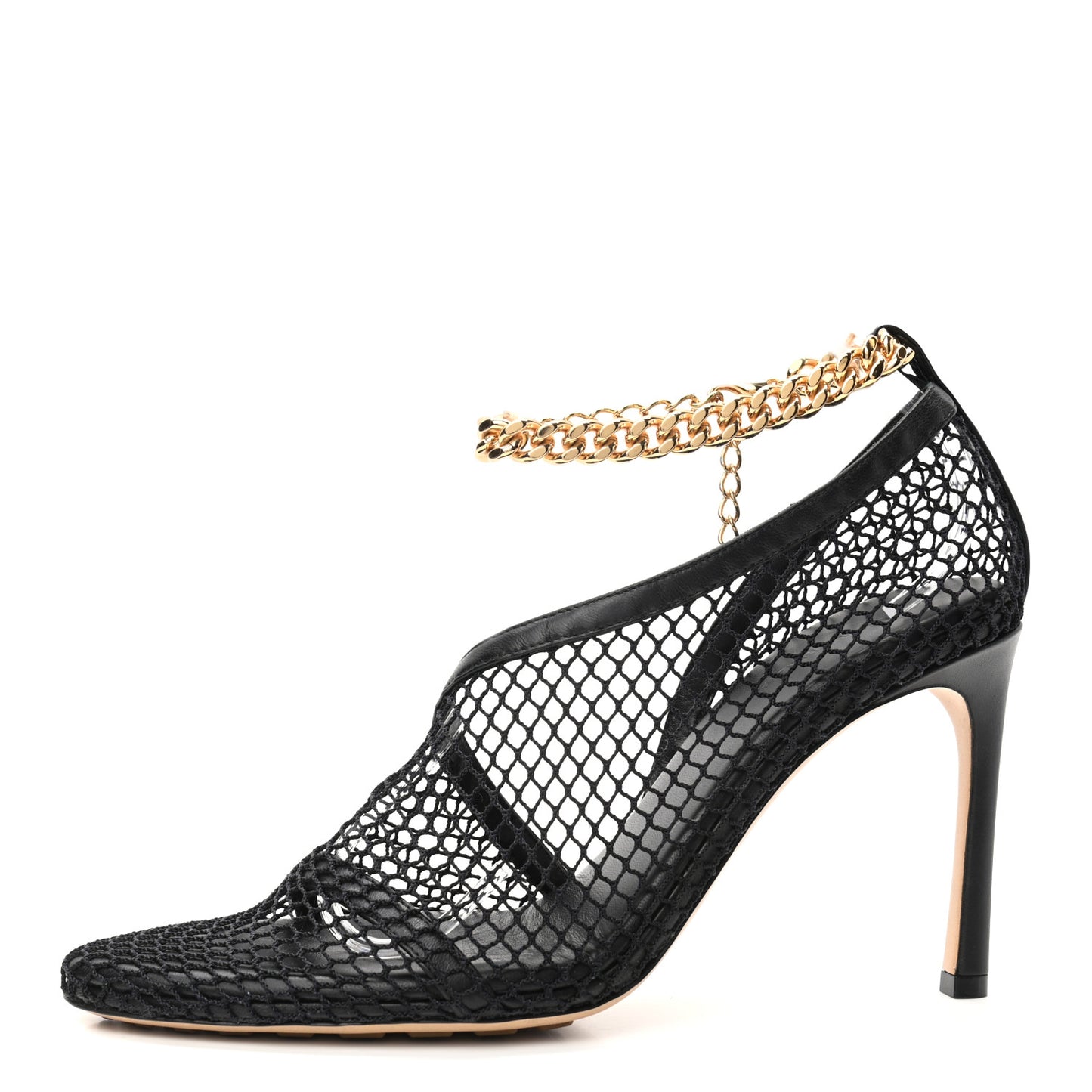Mesh Nappa Chunky Chain Sandals 40.5 Black