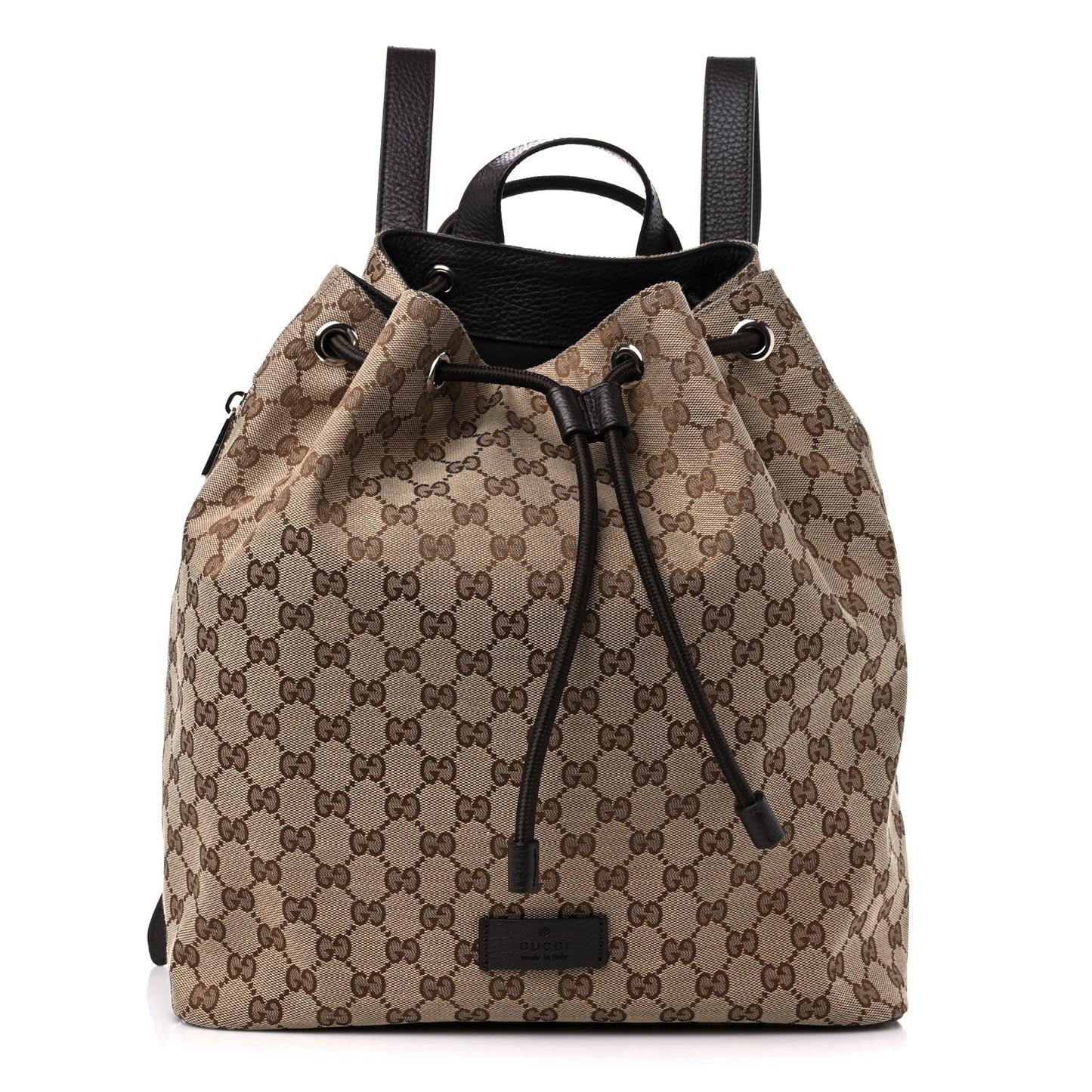 Monogram Dollar Calfskin O Drawstring Backpack Beige Ebony Testa di Moro Dark Chocolate