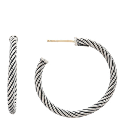 David Yurman Sterling Silver Small Cable Classics Hoop Earrings 1 of 4