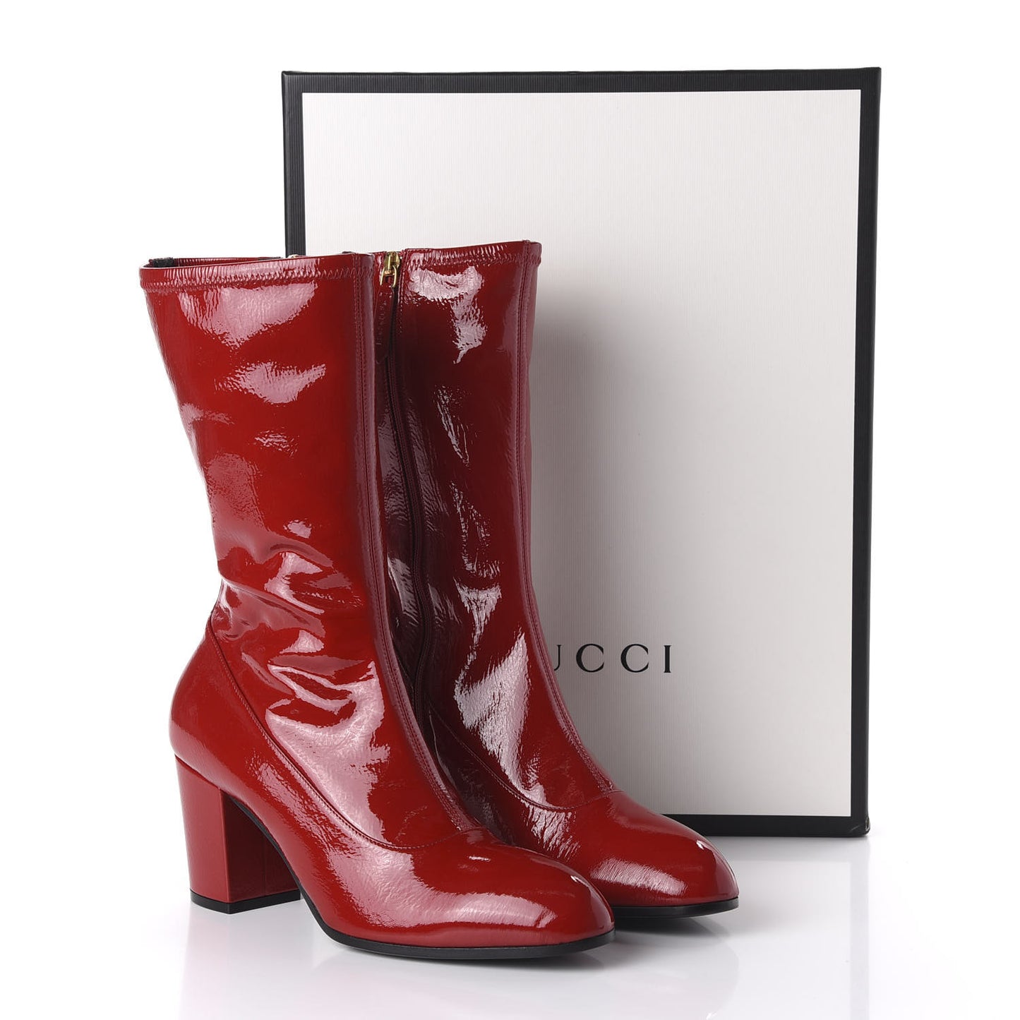 Naplack Patent Printyl Zip Boots 40.5 Hibiscus Red