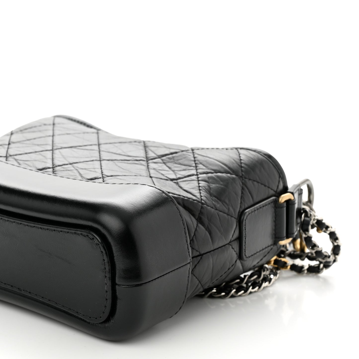 Aged Calfskin Quilted Small Gabrielle Logo Hobo Black