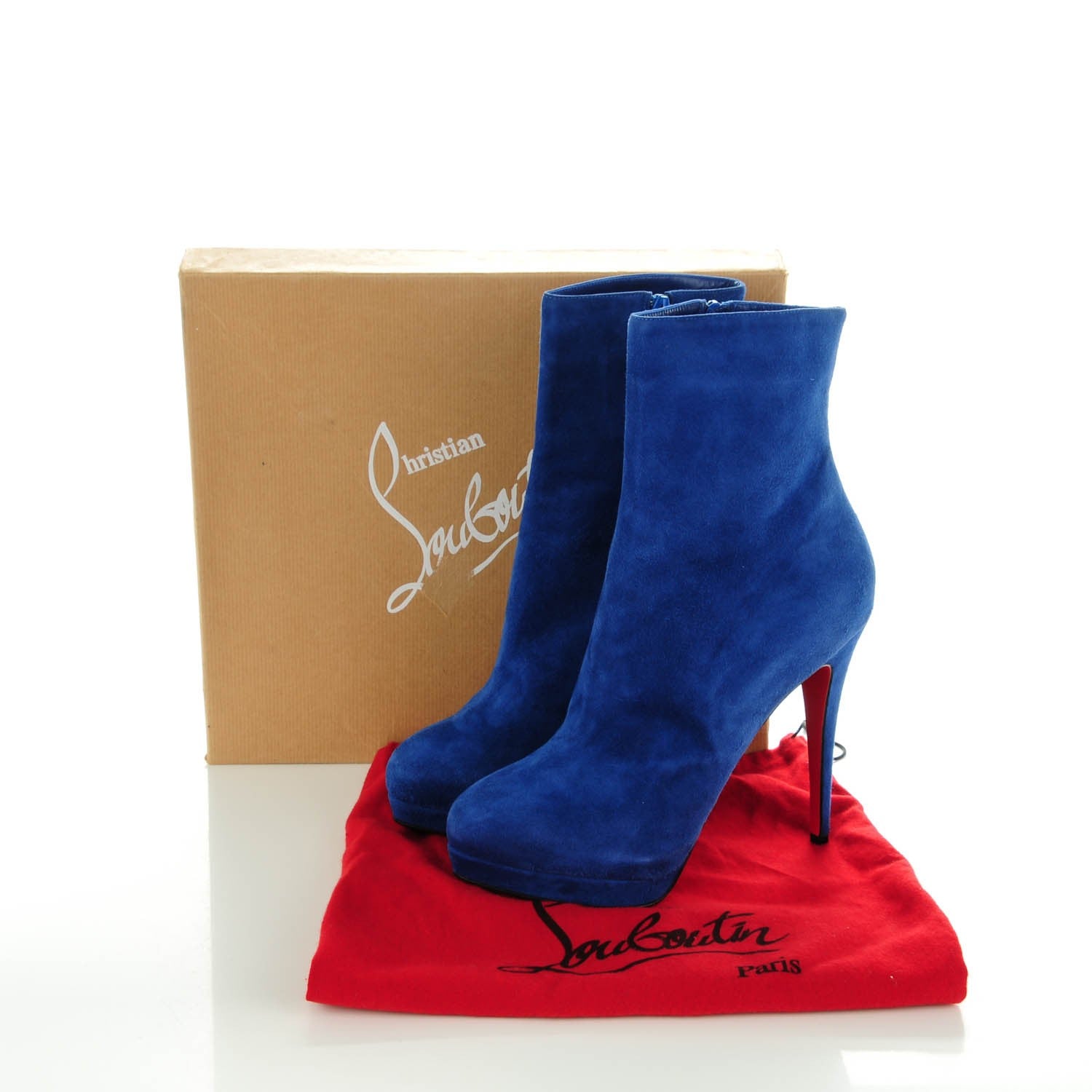 Christian Louboutin Suede Alti Booty 140 Ankle Boots 41 Blue 8 of 8