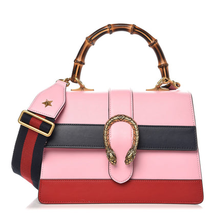Gucci Moon Calfskin Web Medium Dionysus Bamboo Top Handle Bag Sugar Pink Blue Agata Hibiscus Red 1 of 7