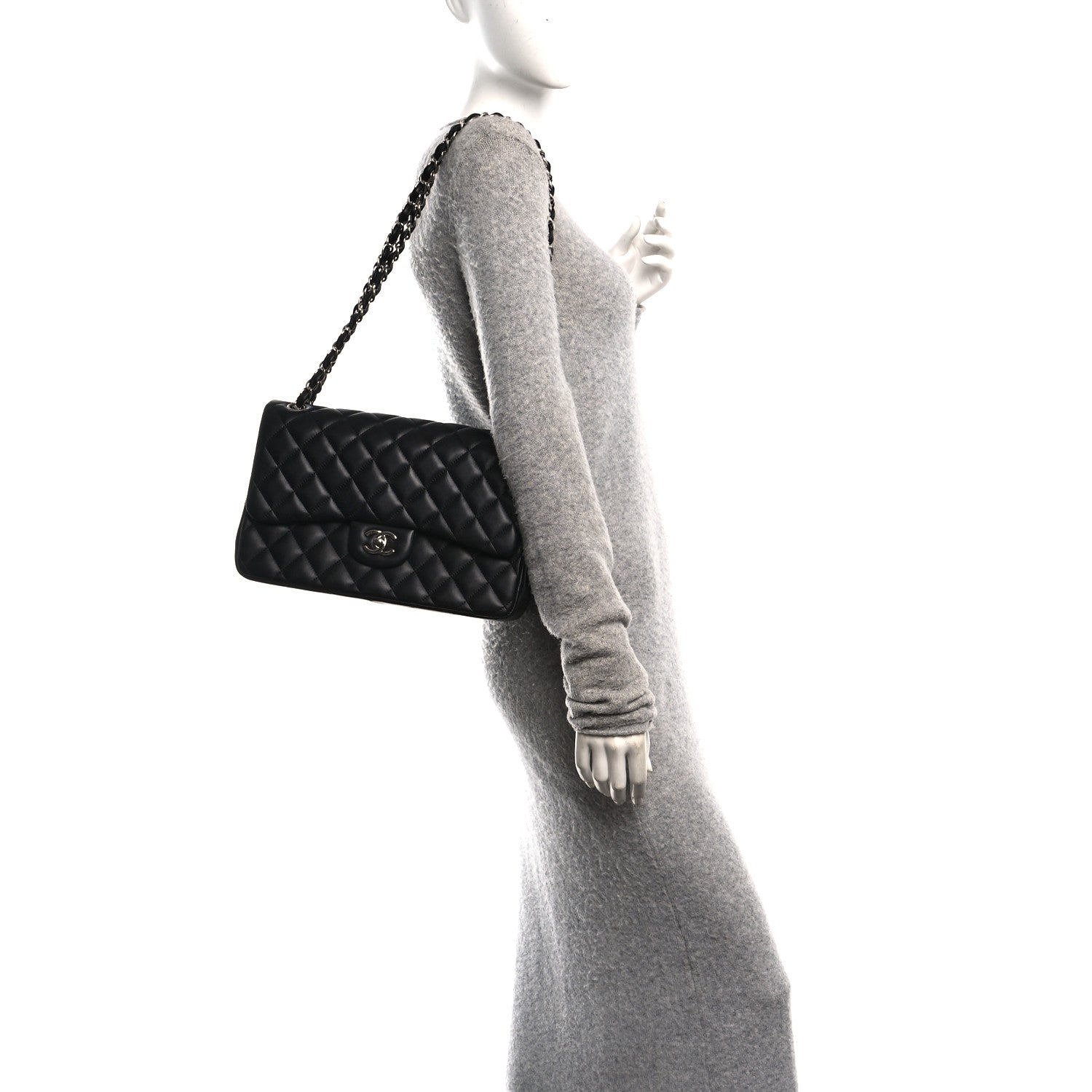 Chanel Lambskin Quilted Jumbo Double Flap Black 2 of 11