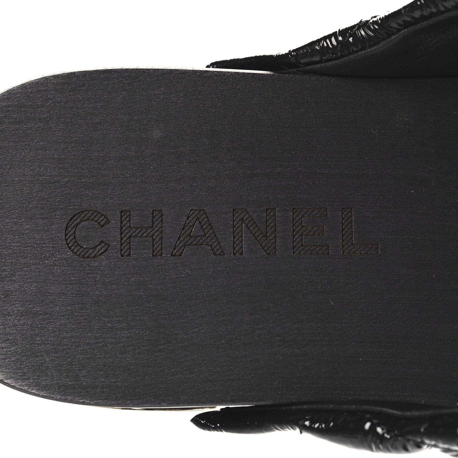 Chanel Patent Lambskin Quilted CC Clogs 38 Black 9 of 9