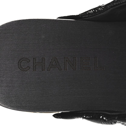 Chanel Patent Lambskin Quilted CC Clogs 38 Black 9 of 9