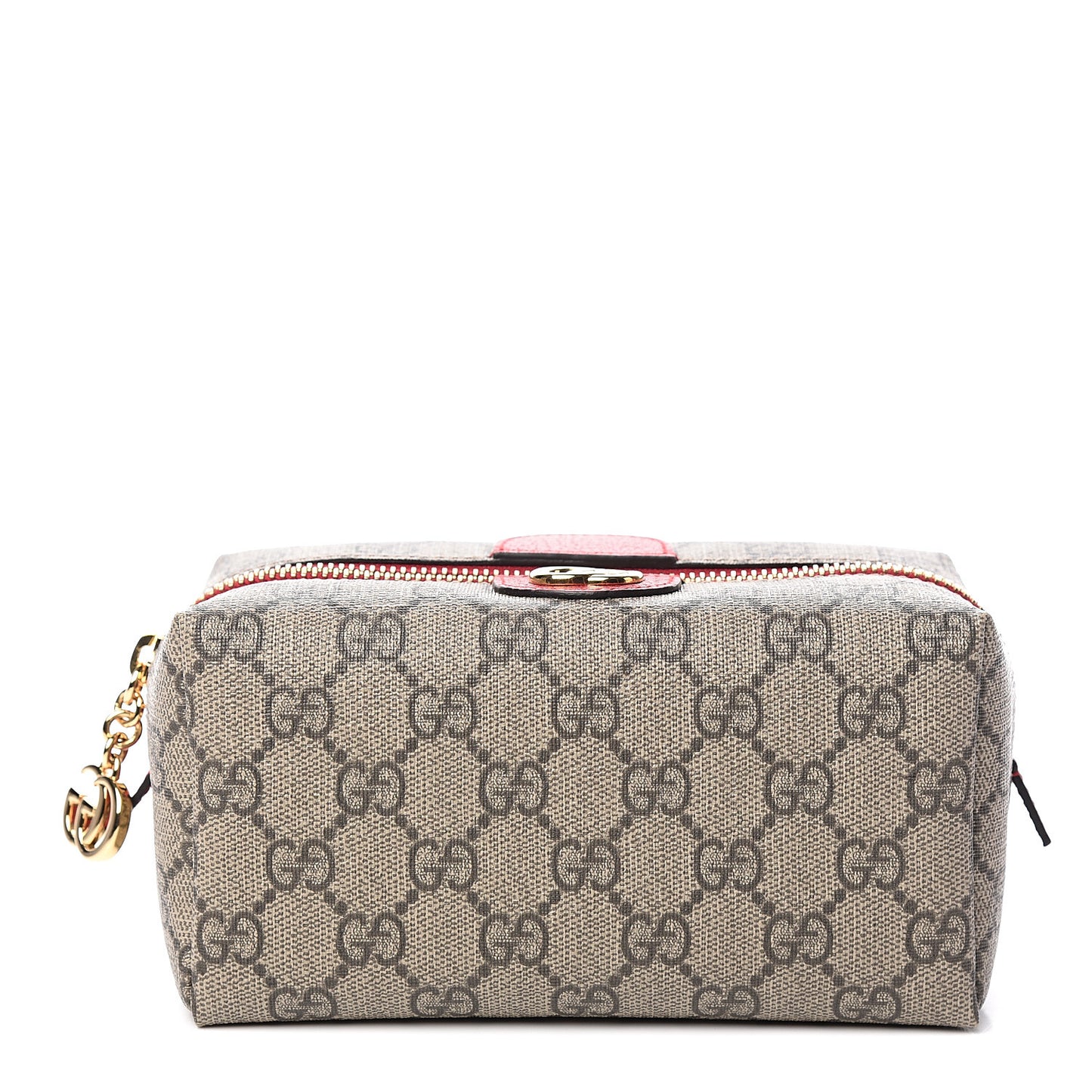Soft GG Supreme Monogram Calfskin Medium Ophidia Cosmetic Case Beige Ebony Hibiscus Red