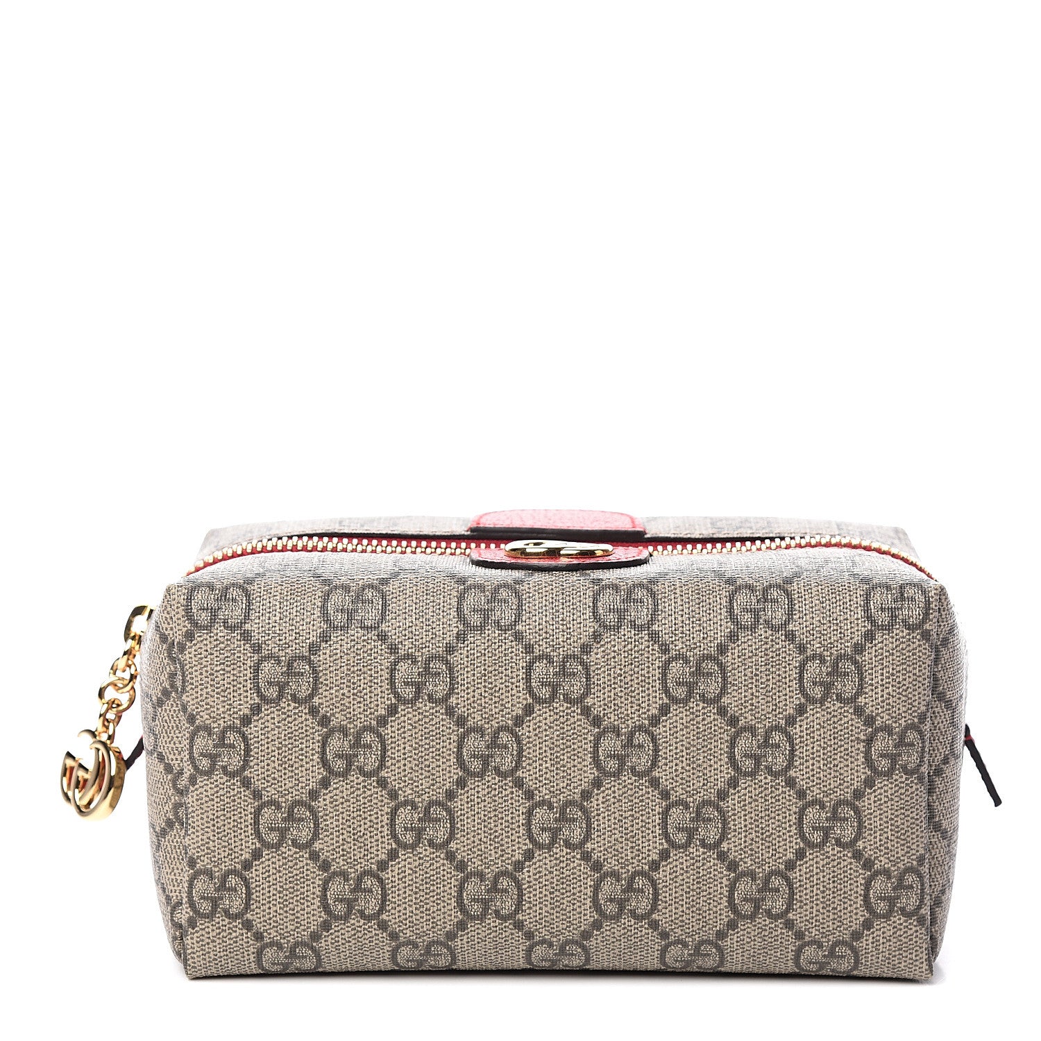 Gucci Soft GG Supreme Monogram Calfskin Medium Ophidia Cosmetic Case Beige Ebony Hibiscus Red 1 of 6