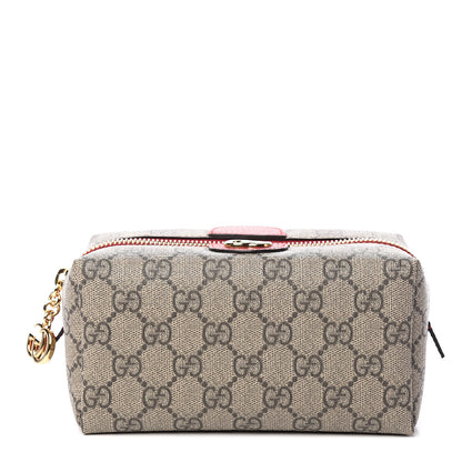 Gucci Soft GG Supreme Monogram Calfskin Medium Ophidia Cosmetic Case Beige Ebony Hibiscus Red 1 of 6