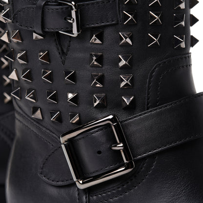Valentino Garavani Calfskin Rockstud 30mm Biker Boots 38 Black 10 of 14