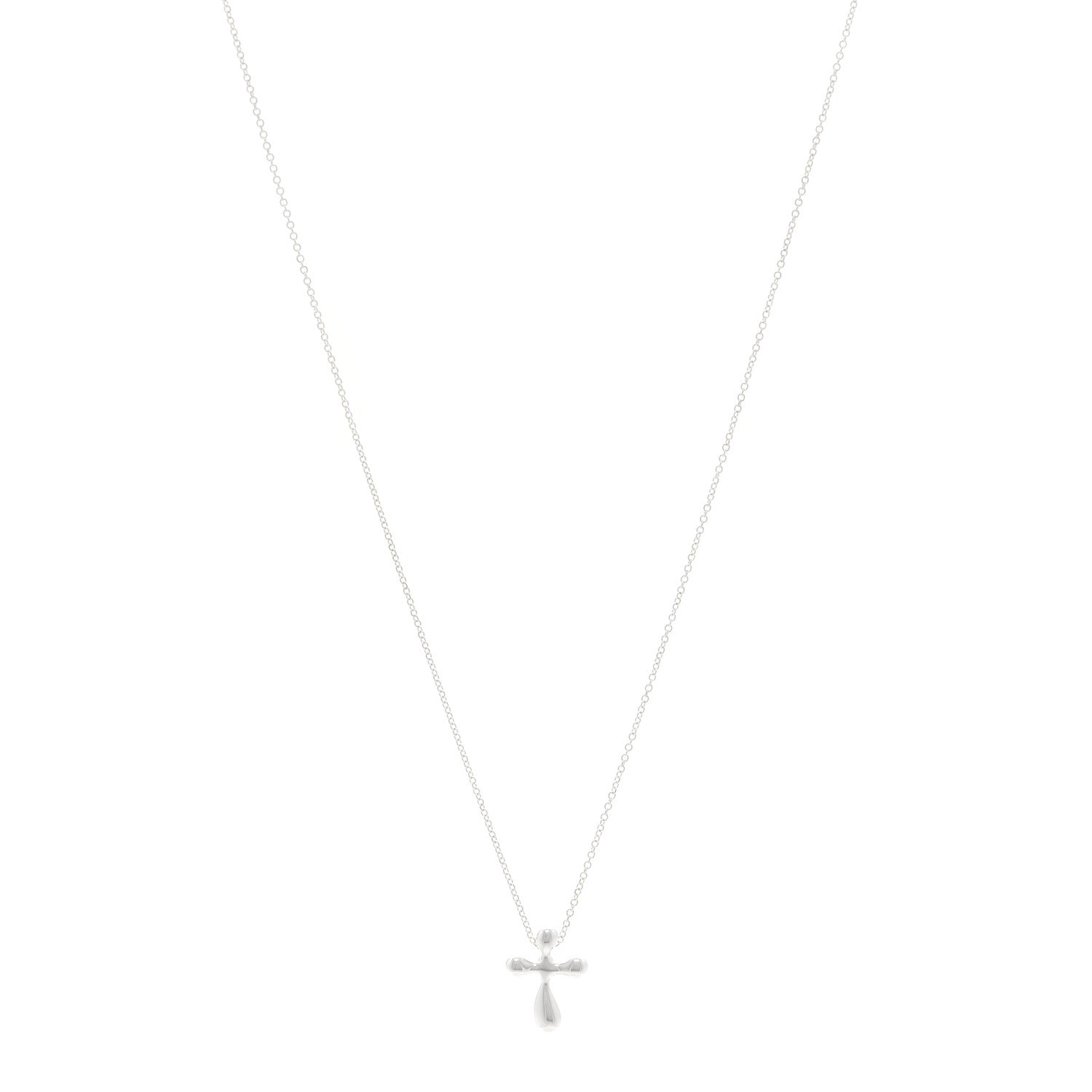 Tiffany Sterling Silver 12mm Elsa Peretti Cross Pendant Necklace 1 of 4