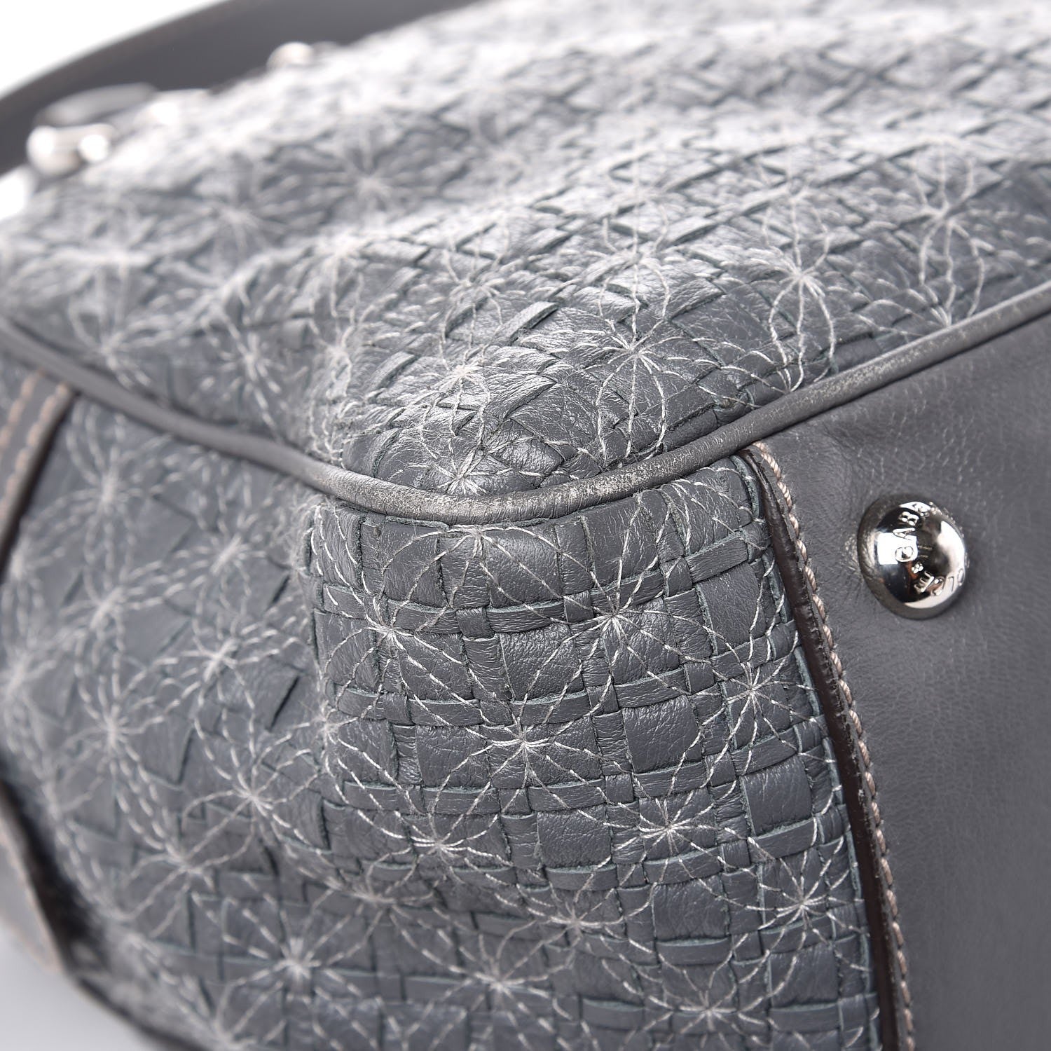 Dolce & Gabbana Woven Calfskin Miss Biz Bowler Grey 10 of 11