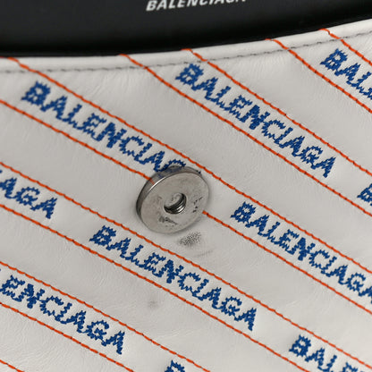 Balenciaga Calfskin Charms Logo Matelasse M BB Round Shoulder Bag Blanc Bleu Orange 12 of 14