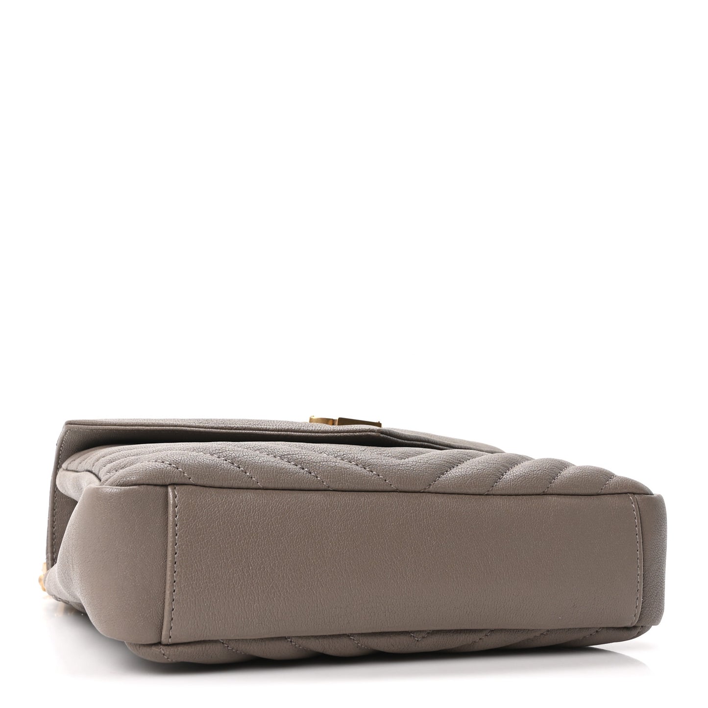 Sheepskin Matelasse Chevron Monogram Medium College Bag Greyish Brown