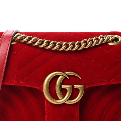 Gucci Velvet Matelasse Mini GG Marmont Shoulder Bag Hibiscus Red 11 of 11